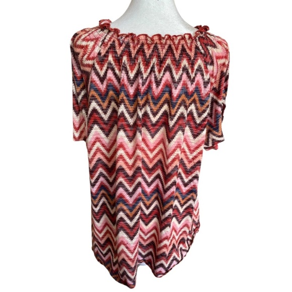 Faded Glory striped pink top with elastic neck detail 3X - Picture 3 of 4